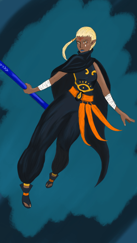 Digital fan art of Impa, a Sheikah warrior from The Legend of Zelda: Skyward Sword. Copyright Nintendo.