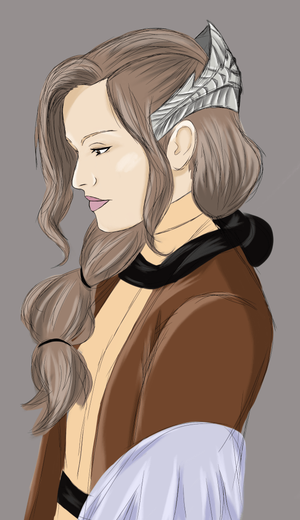 Token digital artwork of original character Kalline, a Human-Minbari hybrid in a Babylon 5 campaign.