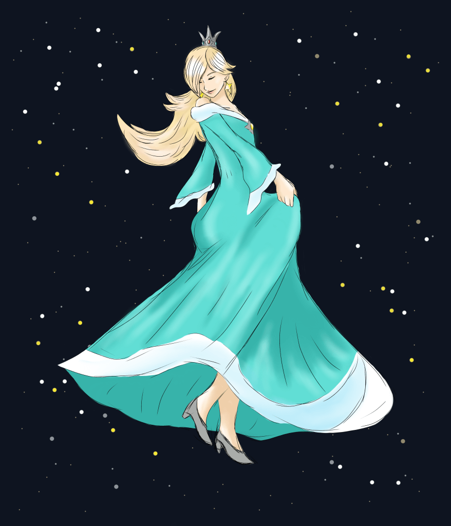 Digital fan art of Rosalina from Super Mario Galaxy. Original design by Yoshiaki Koizumi. Copyright Nintendo.